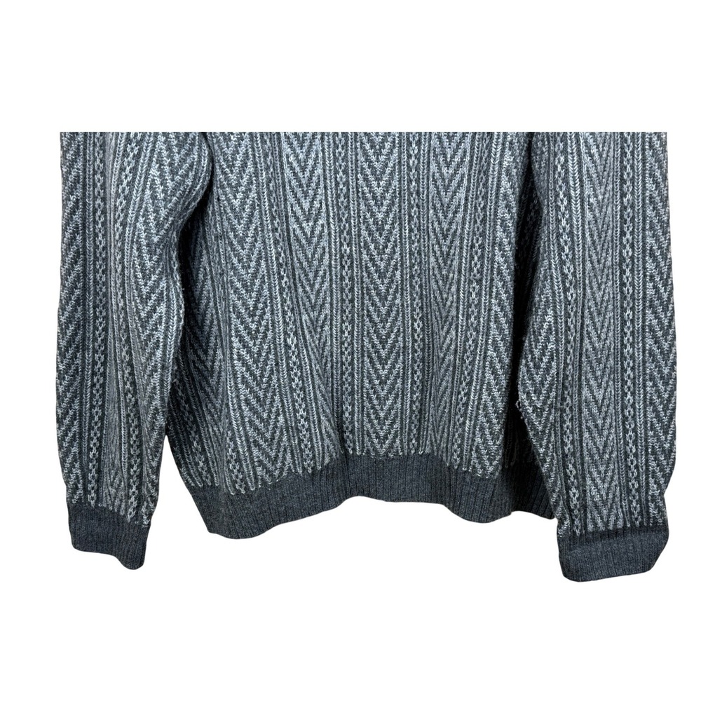 Turnbury Mens Grey Sweater Chevron Cotton Cashmere Size L Australia Quiet Luxury - Picture 12 of 13